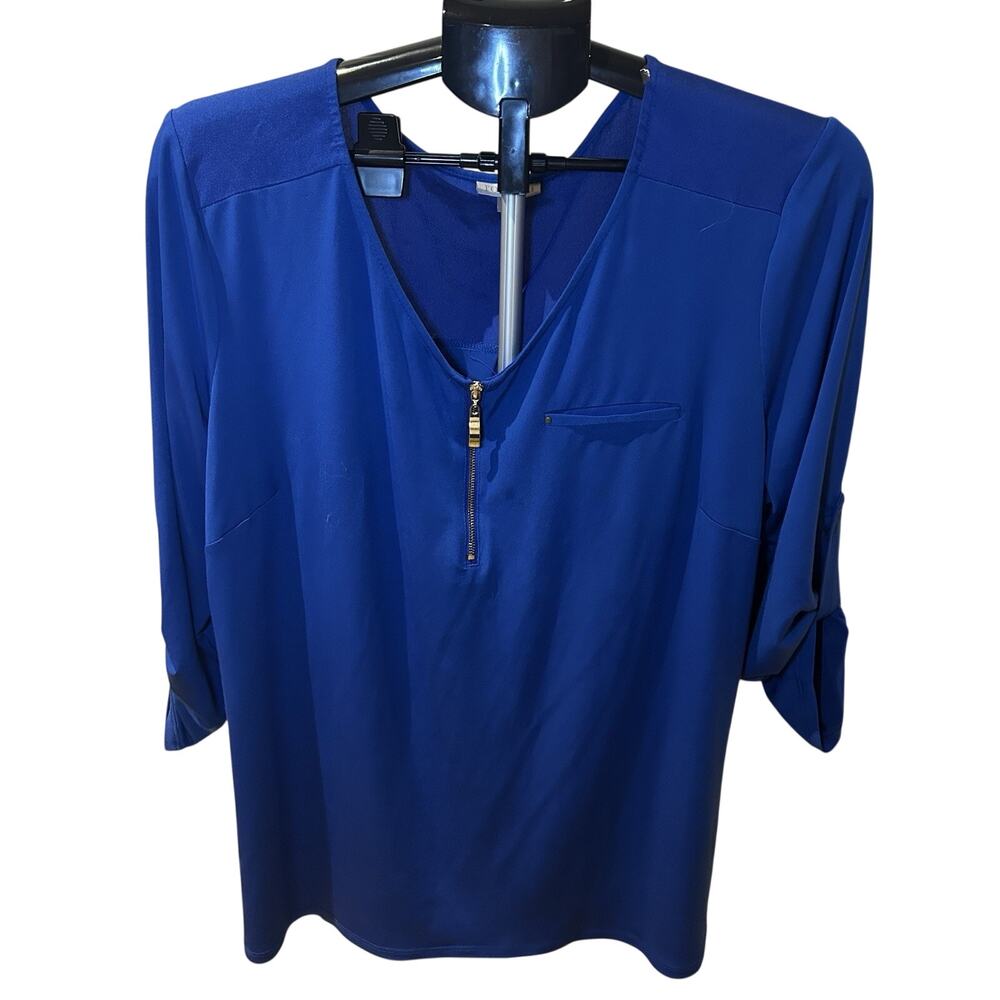 Roz & Ali Blue Blouse Women's size XL